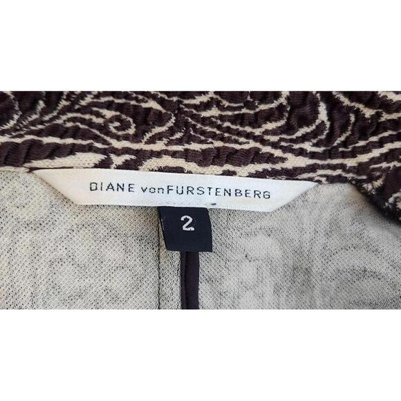 Diane Von Furstenberg Jacket Womens 2 Brown Cream Logan Jacquard Floral Cropped - Picture 7 of 9